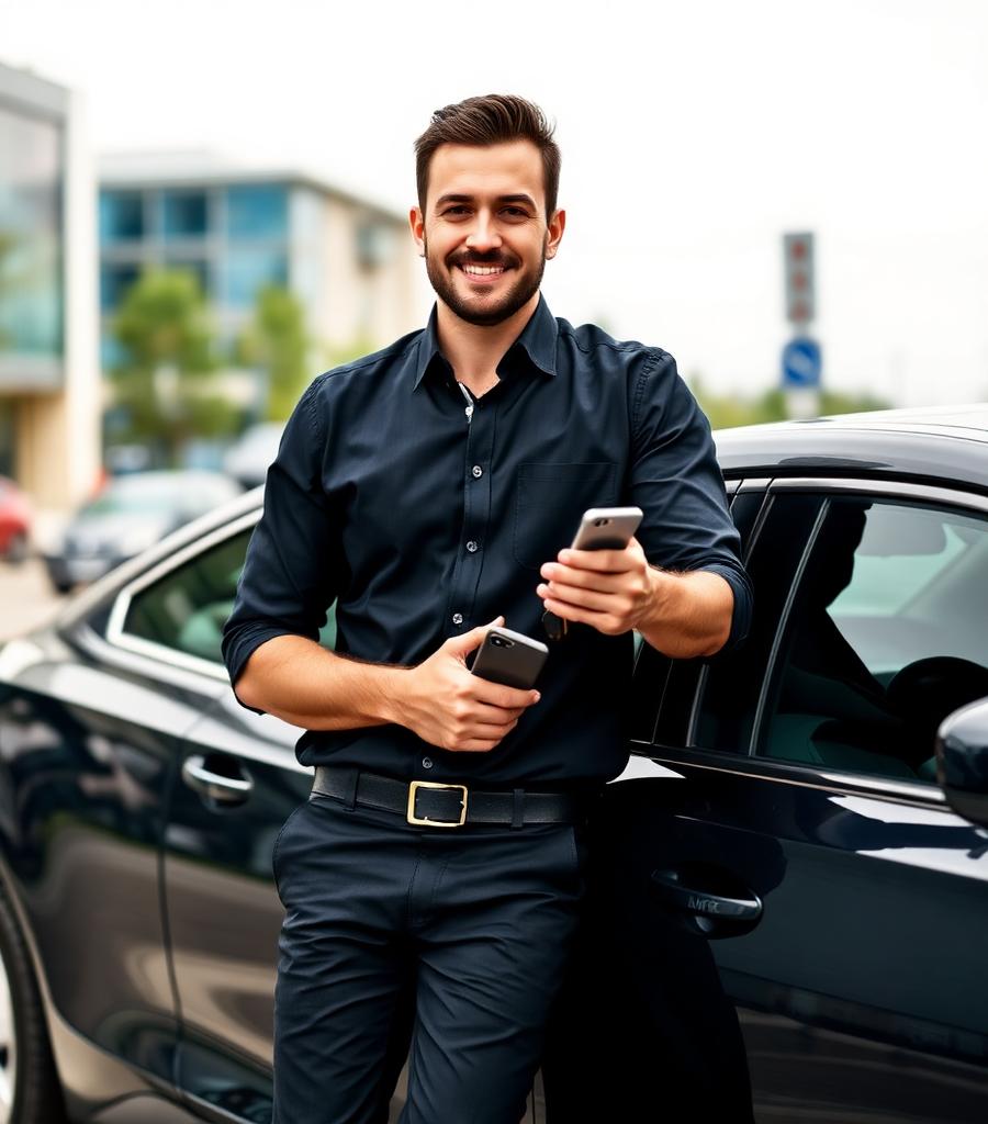 Petr Železník, řidič nonstop taxi, u svého vozu